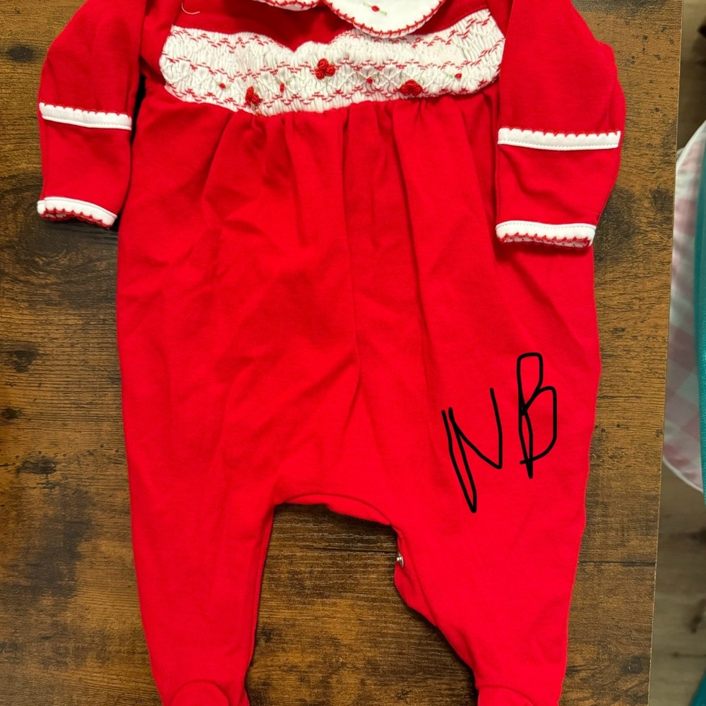Eve Classics Smocked Footie - Red